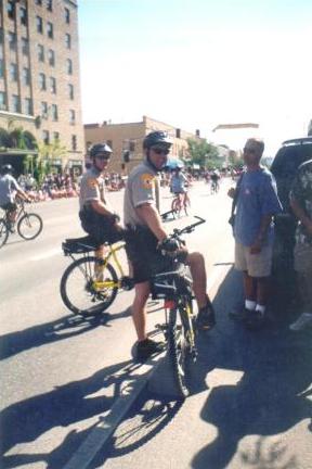 Bike officers in public