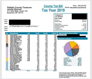 Example of tax bill from Gallatin County Treasurer's Office