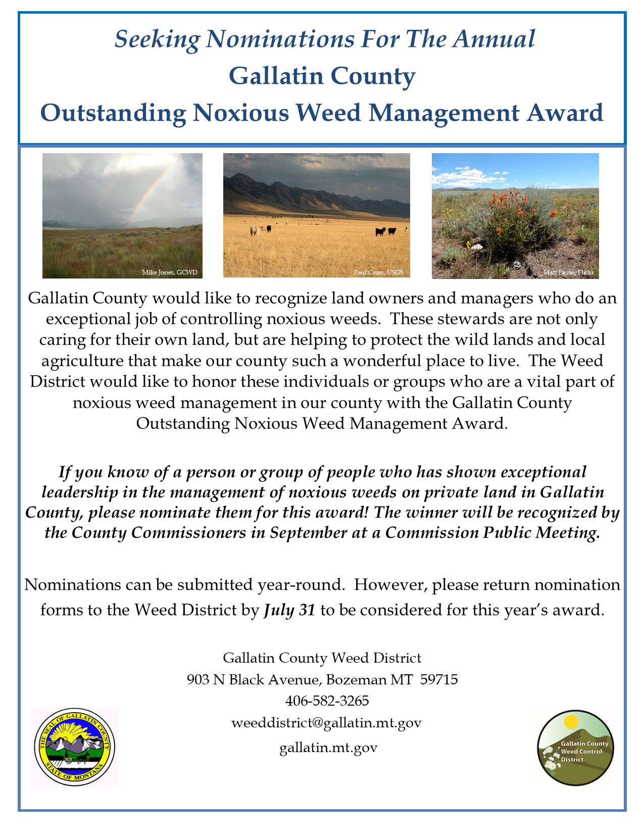 Award Flyer with information